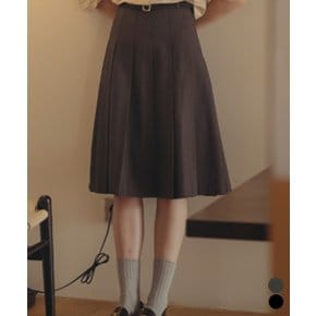 Belt set pleats midi skirt_2color