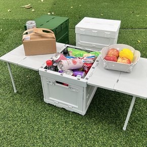 자동차 접이식 트렁크 정리함 캠핑 테이블 차량용 폴딩 박스 (그레이)