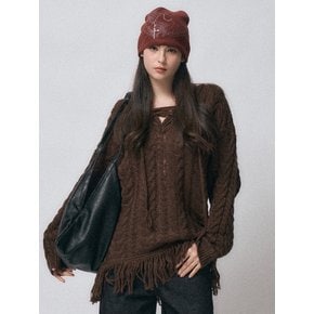 v tassel knit ops [brown]