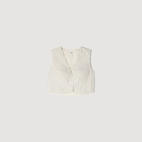 큐빅 짧은 스트라이프 탑 Ecru SFPTO00877
