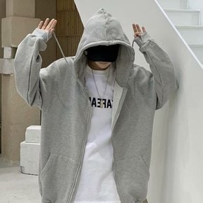 학생 커플 단체 얇은 기모 오버핏 무지 후드 집업 남녀 공용 간절기 아우터
