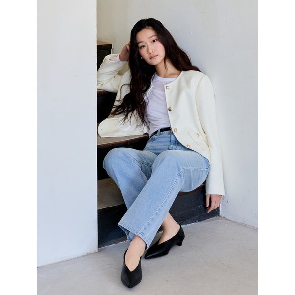 Round Tweed Jacket (Ivory)