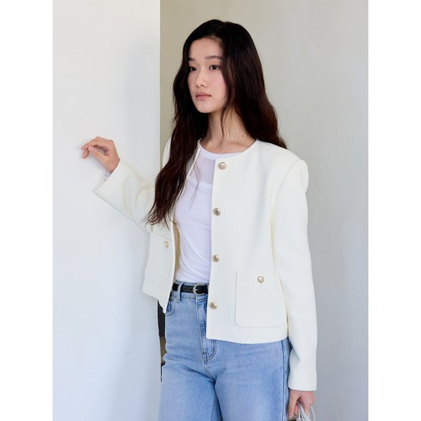 Round Tweed Jacket (Ivory)
