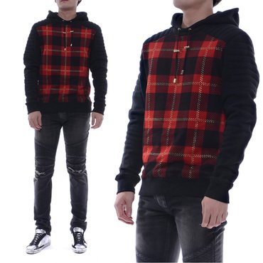 발망 16F/W 남성 바이커 체크후드 티셔츠 (W6HJ612D552T_218_16F)
