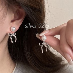 silver92.5  헤셀 투웨이 진주 리본 이어링_P359656497