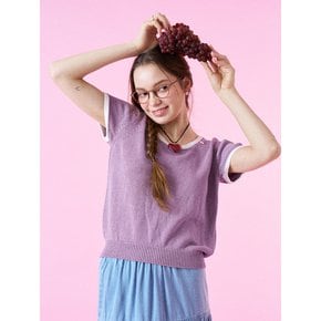 Summer Linen Scoop Short sleeved Knit Top_Lavenda Pink