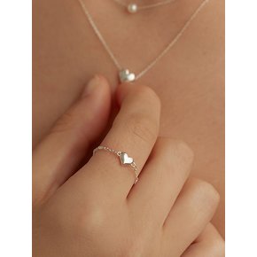 [연말 스페셜 6mm+10mm 진주귀걸이 증정][925 silver] Petit heart chain ring