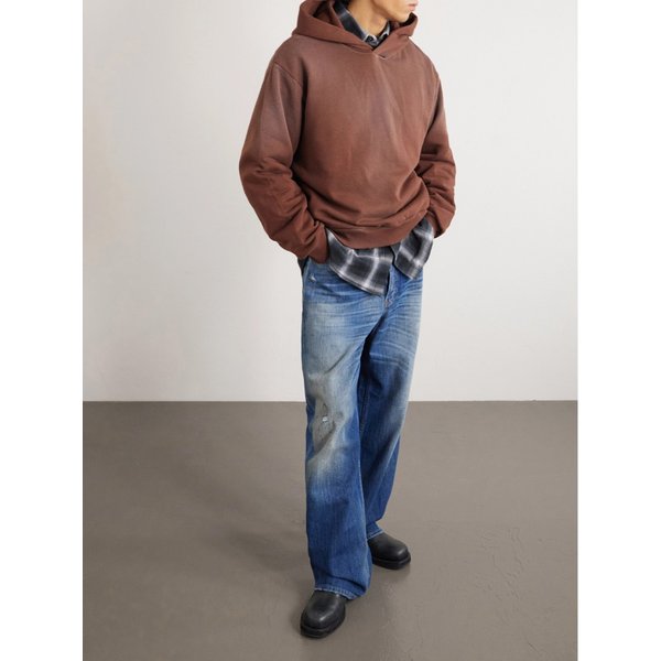 프란치스카 가먼트 다이 디스트레스드 로고 저지 후드 티셔츠 46376663162970014