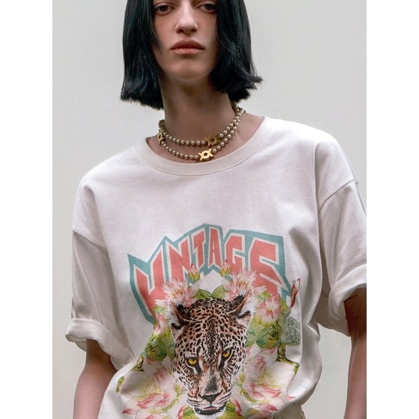 Leopard-Printed T-shirt[White(UNISEX)]_UTT-ST01