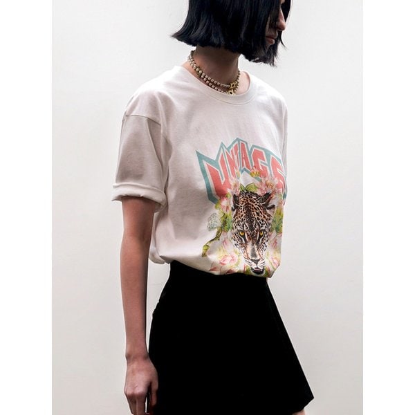 Leopard-Printed T-shirt[White(UNISEX)]_UTT-ST01