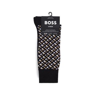 휴고보스 BOSS 모노그램 장목 양말 2팩 50515141_001