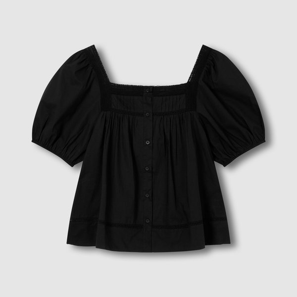 [SET] 여 아일렛 반팔 파자마 셔츠, 3부 파자마 팬츠_블랙 J205201018099