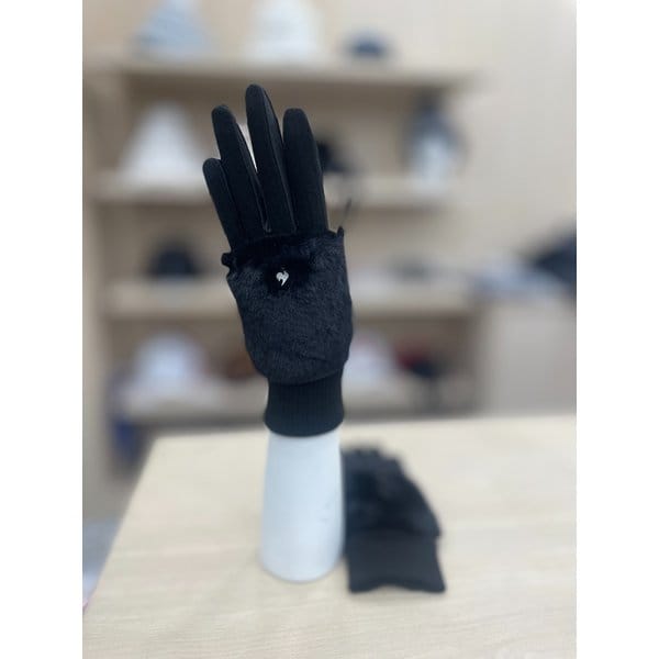 [여주점] 여성 기모 퍼 양손장갑 GQ422LGLO2 BLCK