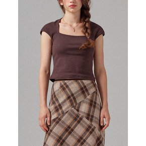 Brown Cap Sleeveless T-shirt