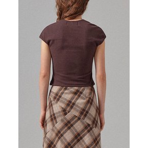 Brown Cap Sleeveless T-shirt