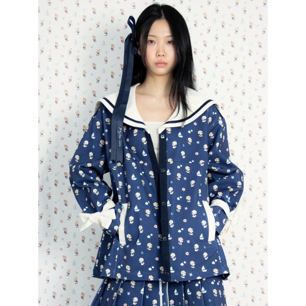 Nautical Ballad Full Navy Rabbit Jacket doll collar