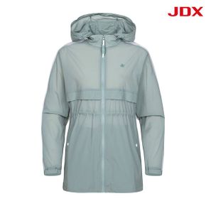 여성 배색 중기장 후드 점퍼 X2WJV6112MT_P417315070