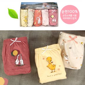 오리 순면 여아팬티 아동삼각속옷 5종세트_P392533048
