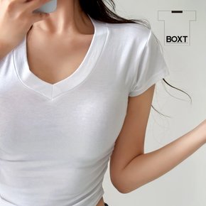 옆셔링 포인트 모달 크롭탑 브이넥 티셔츠 요가복 kd417