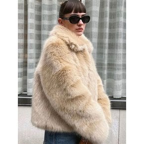 HAILEE FAUX FUR JACKET BEIGE