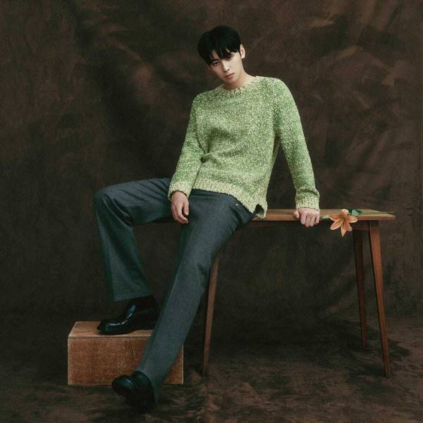 [차은우 PICK] LKW51424보카시 래글런 라운드 니트