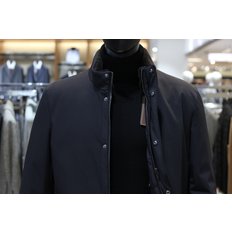 23FW 프리미엄 구스다운 에리 밍크FUR 심플 베이직 패딩코트 다크네이비