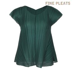 [FINE PLEATS] 피네 플리츠 캡소매 A라인 탑 딥 그린