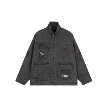 버커루 면 피그먼트 멀티포켓 하이넥 점퍼(B251JP101P)