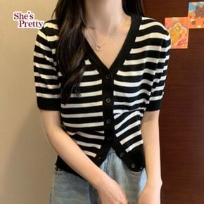 아올스트라이프반팔가디건_P342486430