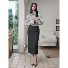 스트라이프 스커트 차콜 STRIPE SKIRT CHARCOAL