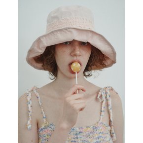 SHIRRING BUCKET HAT, PINK