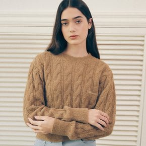 TWIST KNIT PULLOVER BROWN