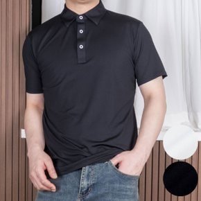 남성 여름 반팔 로웰 카라 솔리드 무지 기본 신사 골프 데일리 티셔츠 블랙화이트/95~110 빅사이즈/기능성