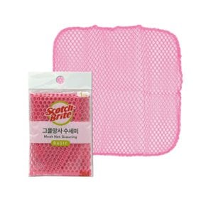 베이직 그물 망사 수세미 1개_가정 식당 주방 설거지