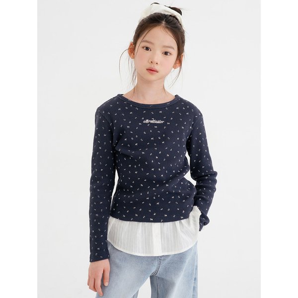 타이니 플로럴 와플 티(네이비)