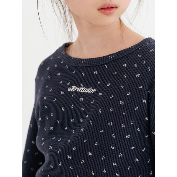 타이니 플로럴 와플 티(네이비)