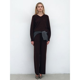 로크니 캐시 와이드 팬츠_브라운