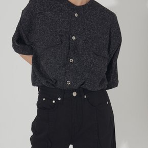 CMNMSTUDIO / Unisex tweed round half shirts (2 Color)