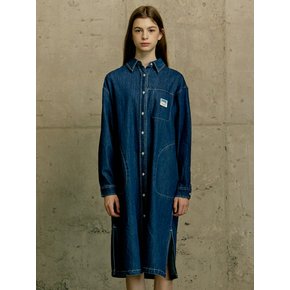 OCEAN DENIM LONG SLEEVE SHIRT DRESS [2 COLOR]