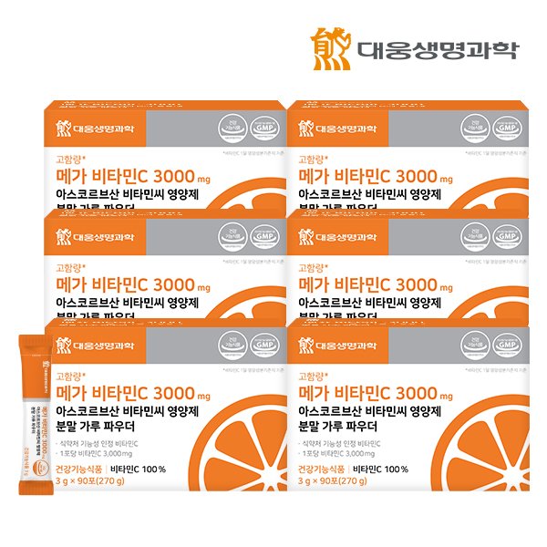 메가 비타민C 3000 mg 아스코르브산 비타민씨 영양제 분말 가루 파우더 6박스 (540포)