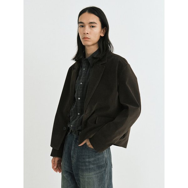 Suede crop jacket (brown)