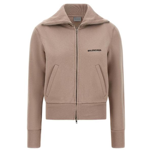 확대된 대표 발렌시아가 로고 자수 코튼 집업 자켓 BA345222BM BEIGE