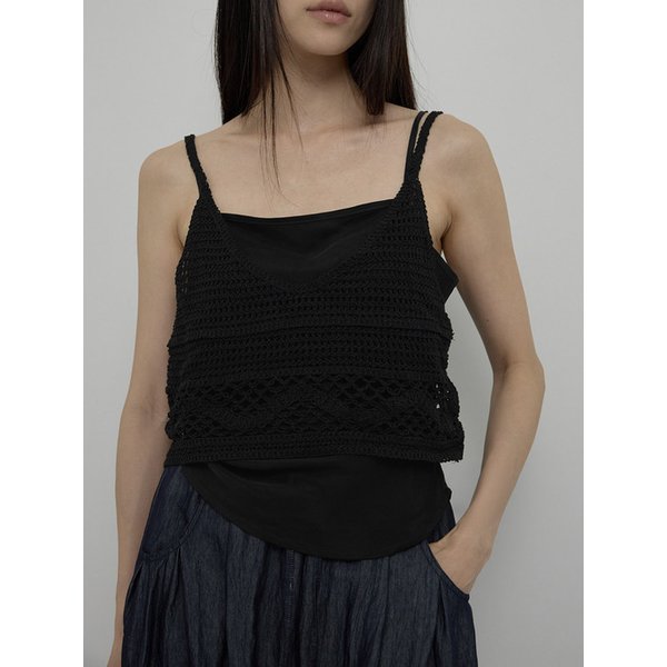 COTTON CROCHET TOP - BLACK