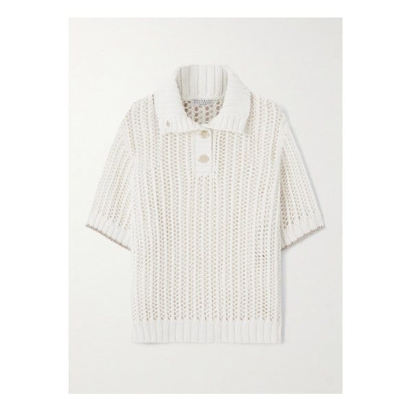 브루넬로쿠치넬리 오픈니트 코튼 폴로 셔츠 화이트 1647597355286058