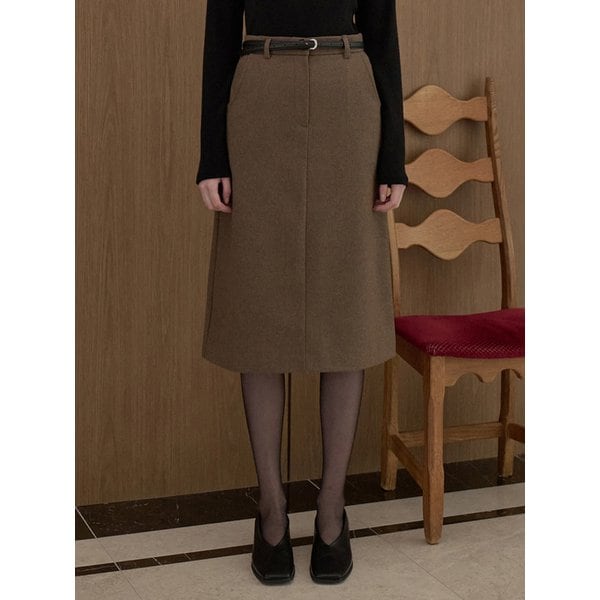 트윌 울 미디 스커트 모카브라운 J1842