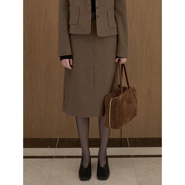 트윌 울 미디 스커트 모카브라운 J1842