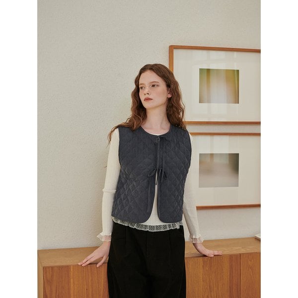 리본 볼레로 패딩 베스트 (VLVIX7741)