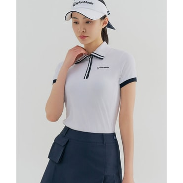 테일러메이드 여성 배색 포인트 카라 반팔 티셔츠