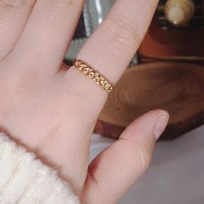 [이어넥핸즈] 써지컬스틸 골드 프론트체인 반지 (S6509392)
