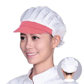 레드체크 전체천 주방 위생모자